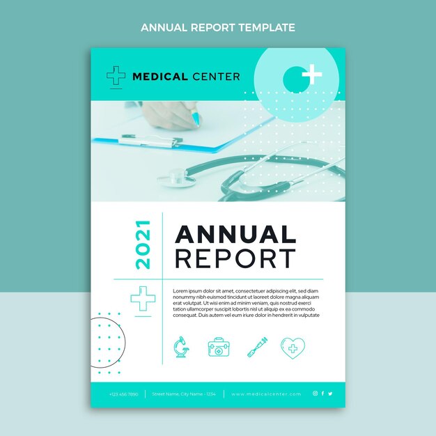 Informe anual médico de diseño plano