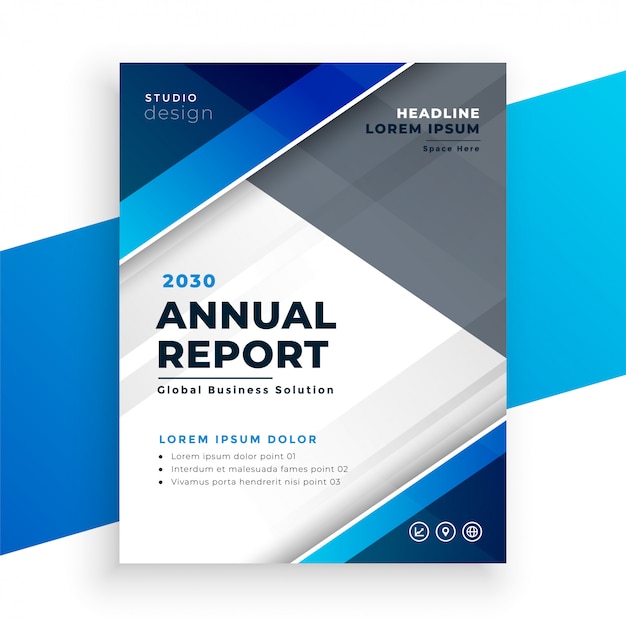Informe anual de negocios moderno azul abstracto