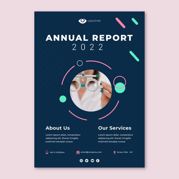 Informe anual de oftalmólogo mínimo de diseño plano