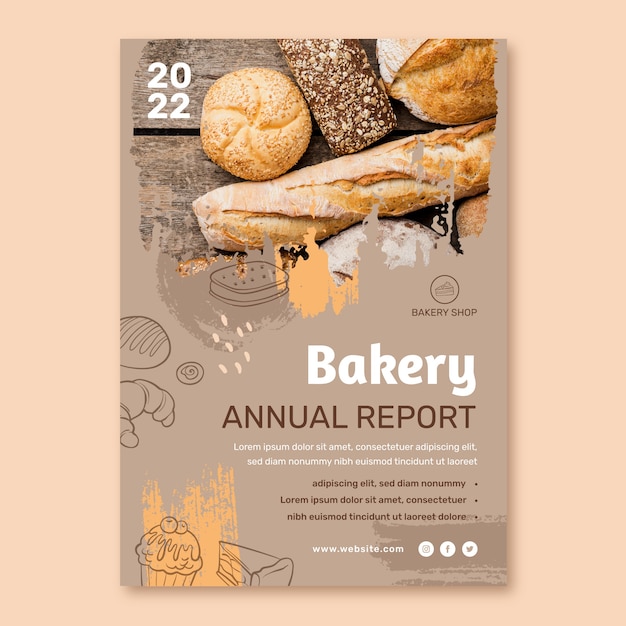 Informe anual de panadería de textura dibujada a mano
