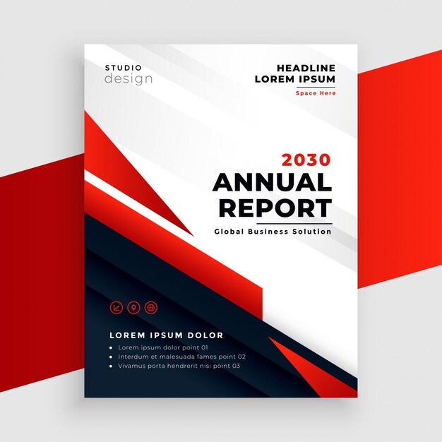 Informe anual rojo o diseño de plantilla de volante de negocios