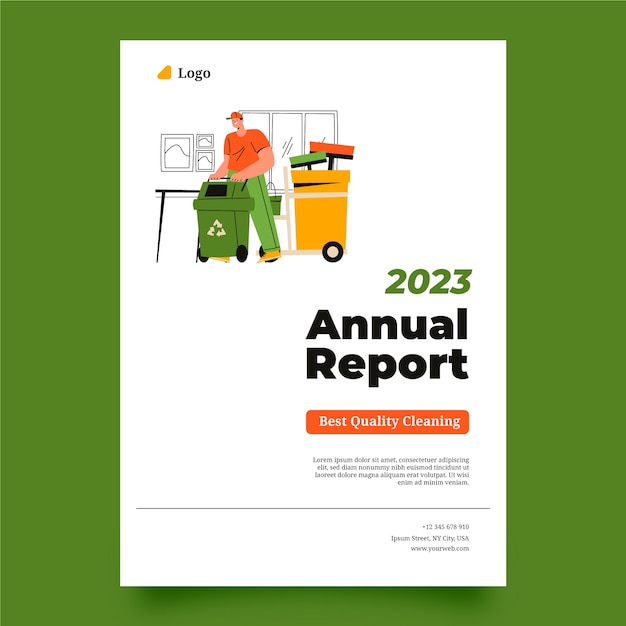 Vector gratuito informe anual de servicios de limpieza dibujado a mano.