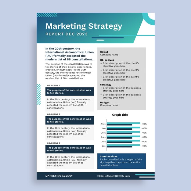 Informe de plan y estrategia de marketing profesional geométrico.