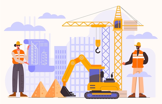 Vector gratuito ingeniería y construcción de planos