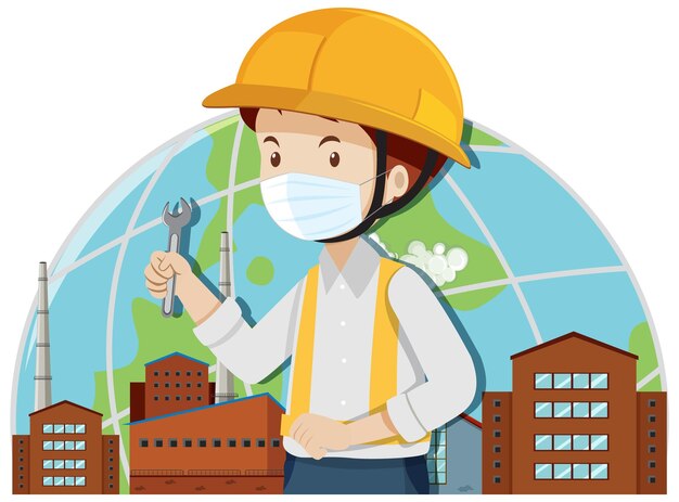ingeniero, hombre, llevando, sombrero duro