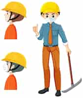 Vector gratuito ingeniero, hombre, llevando, sombrero duro