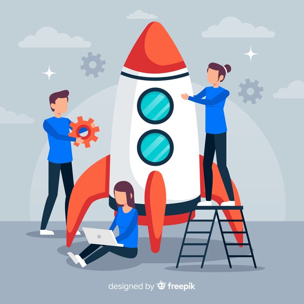 Ingenieros construyendo un cohete