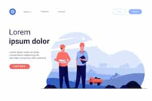 Vector gratuito ingenieros de minas de carbón que controlan máquinas hidráulicas pesadas