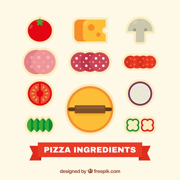 Vector gratuito los ingredientes necesarios para una deliciosa pizza