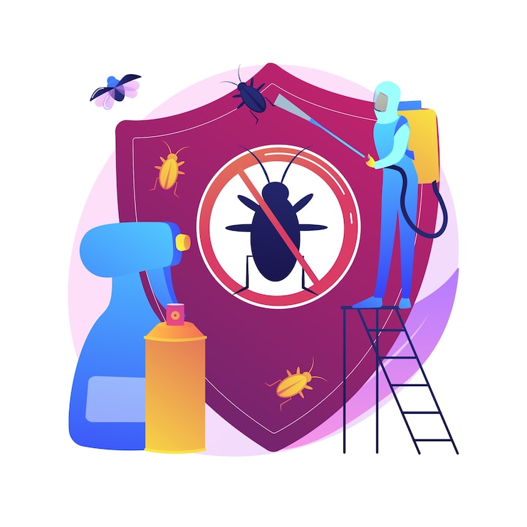 Vector gratuito los insectos plaga domésticos controlan la ilustración del concepto abstracto. control de plagas de insectos, servicio de exterminador de alimañas, equipo de trips de insectos, solución de bricolaje, protección del jardín doméstico