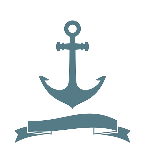 Insignia de ancla aislada en blanco. Ilustración vectorial