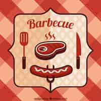 Vector gratuito insignia de barbacoa en un fondo de mantel