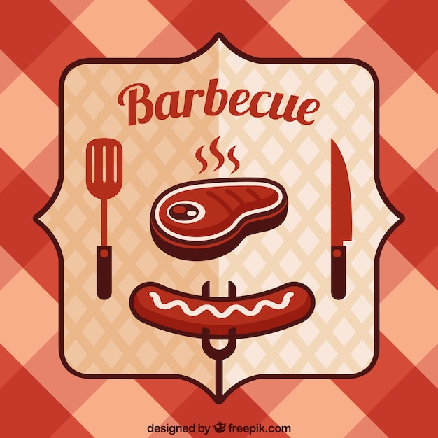 Insignia de barbacoa en un fondo de mantel