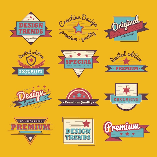 Vector gratuito insignia de calidad premium vector set