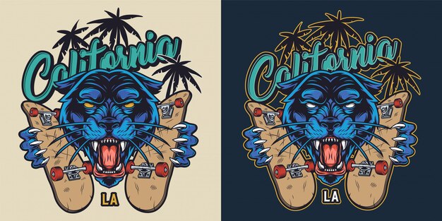 Insignia colorida de skate vintage