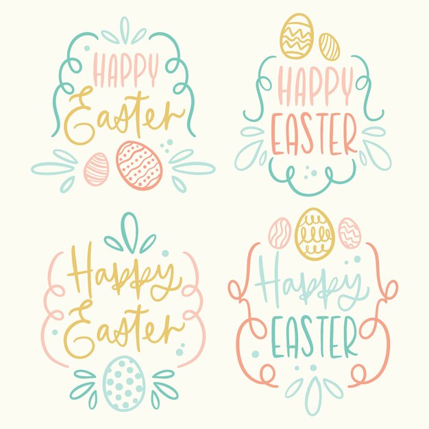 Insignia del día de Pascua dibujado a mano con huevos y letras
