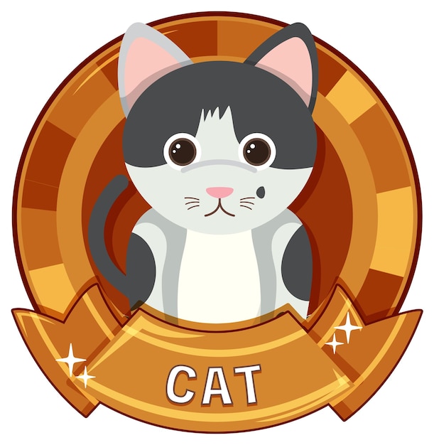 Vector gratuito insignia de dibujos animados lindo gato