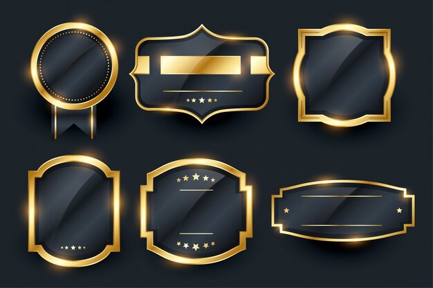 Insignia y etiquetas doradas de lujo escenografía
