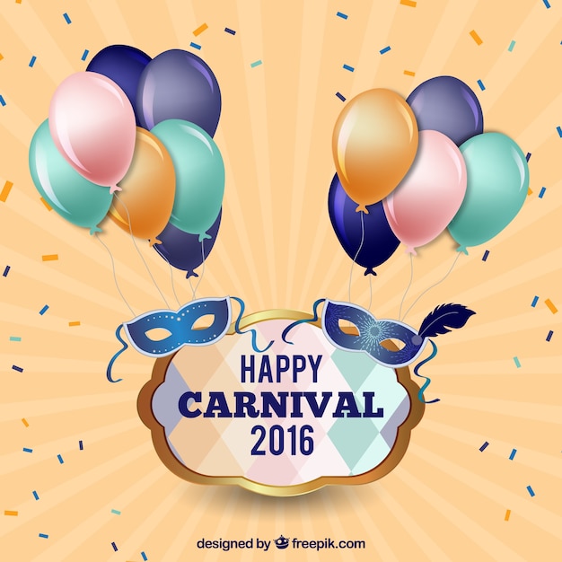 Insignia de feliz carnaval de 2016 con globos