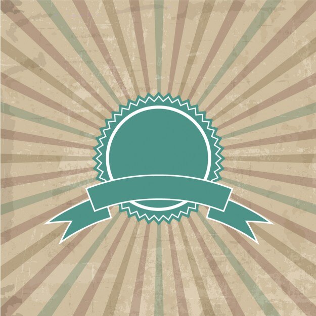 Vector gratuito insignia en fondo de rayos de sol