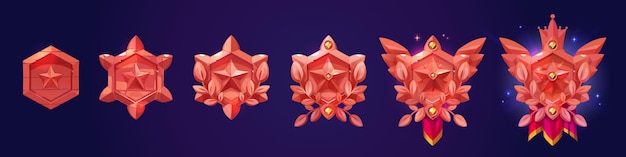 Insignia en forma de hexágono con rango de nivel de juego estrella ui