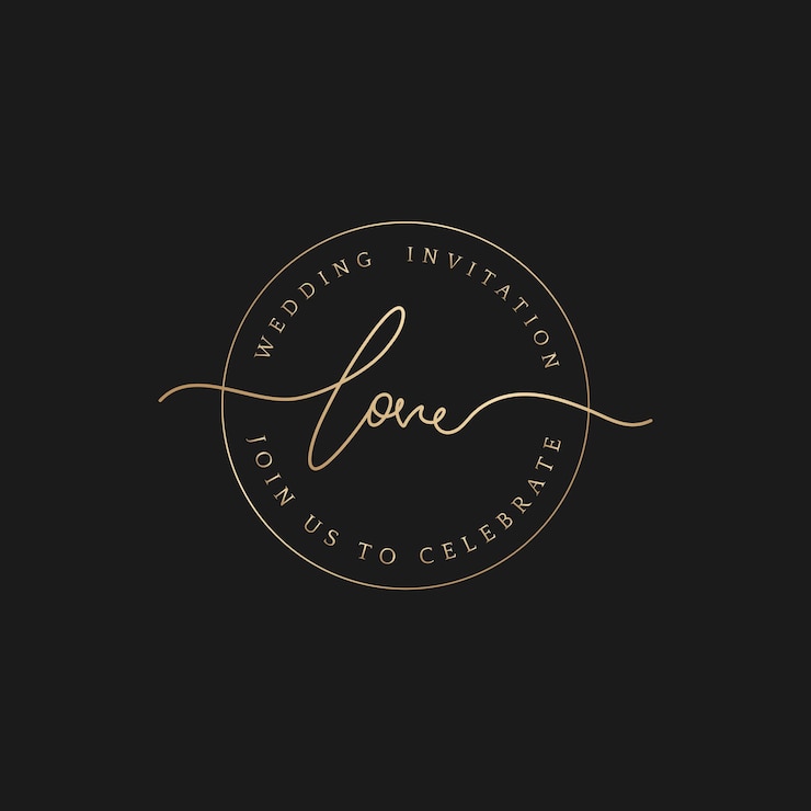 Vector gratuito insignia de invitación de boda amor círculo elegante dorado