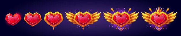 Insignia de juego de medalla de rango de gema de corazón en oro