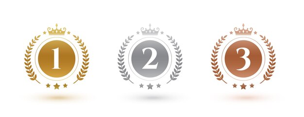 insignia de número de primer y tercer lugar en el conjunto