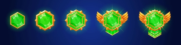 Vector gratuito insignia de oro con diamante para el rango de nivel ui del juego