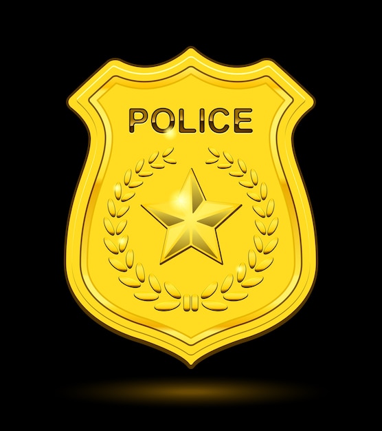 Ilustración Del Vector De Icono Plano De Placa De Policía Ilustración del  Vector - Ilustración de nota, amarillo: 203932349