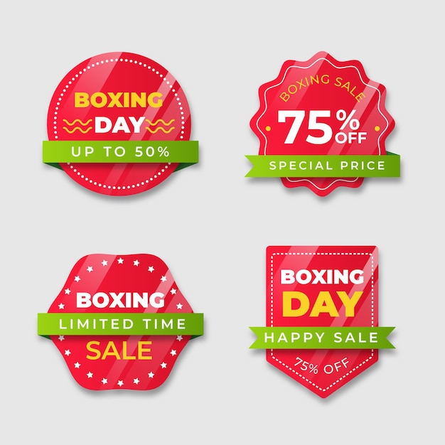 Insignia roja con tonos de cinta degradados del día de boxeo