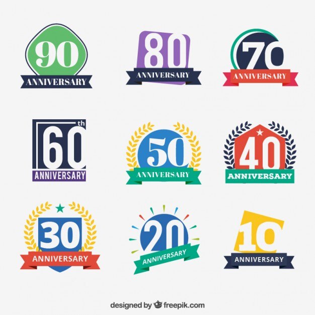 Insignias de aniversario de colores