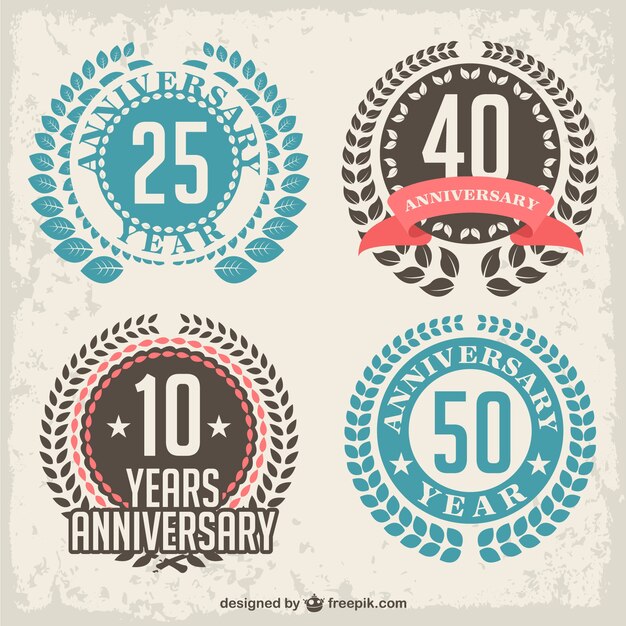 Insignias de aniversario con laureles