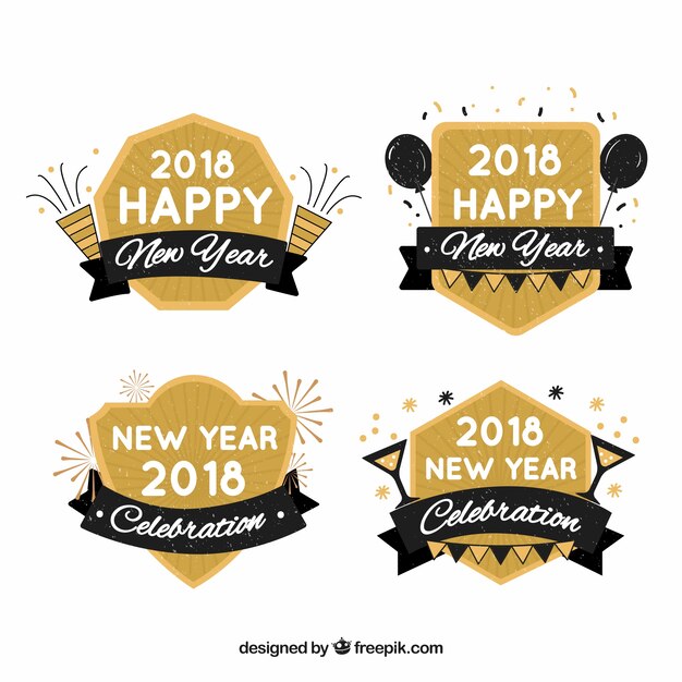 Insignias de año nuevo en beige y negro