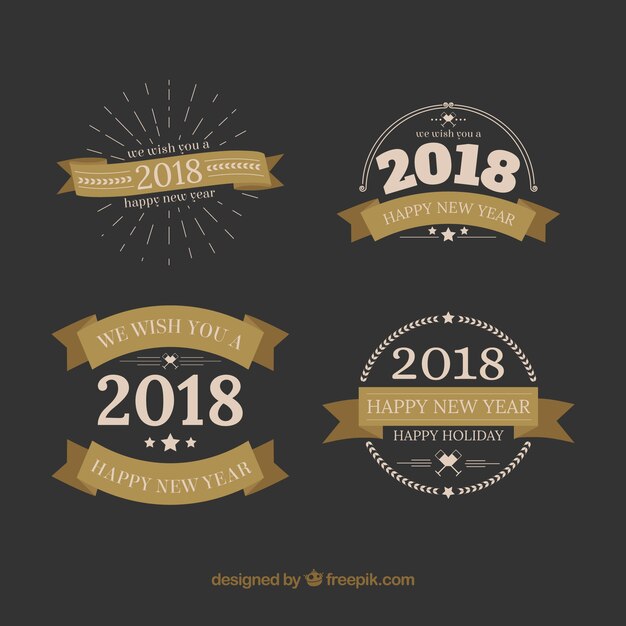 Insignias de año nuevo con cintas de color beige