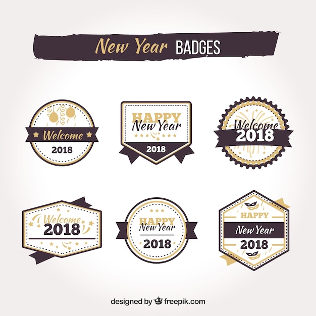 Insignias de año nuevo en colores suaves
