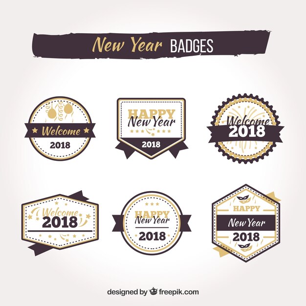 Insignias de año nuevo en colores suaves