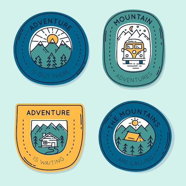 Insignias de aventura dibujadas a mano