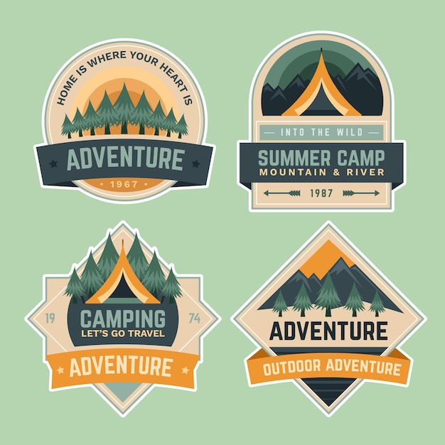 Insignias de aventura de la escuela de campamento de verano.