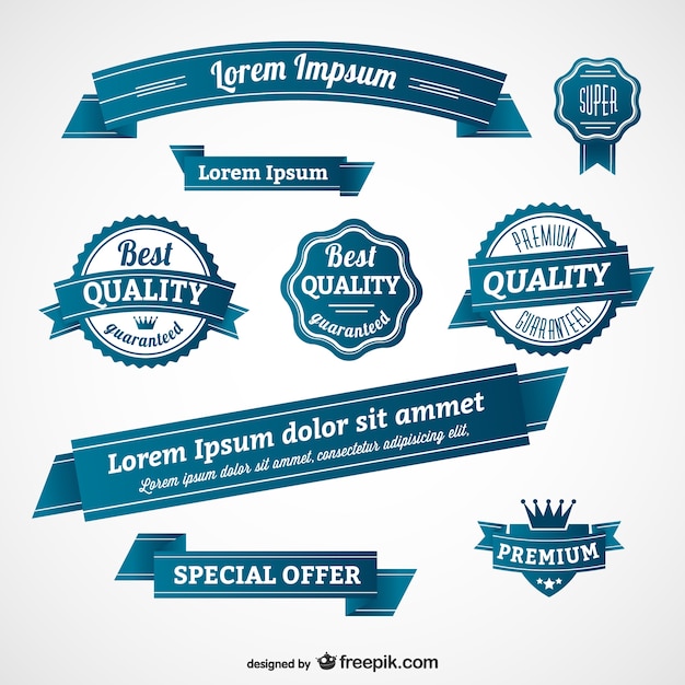 Vector gratuito insignias y banners retro