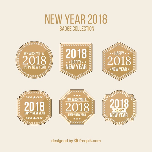 Vector gratuito insignias beige de año nuevo