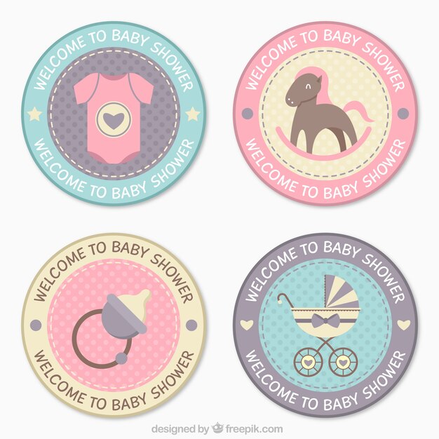Insignias bonitas para la bienvenida del bebé en colores pastel