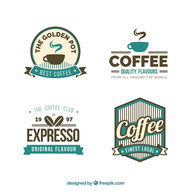 Insignias de café vintage y etiquetas