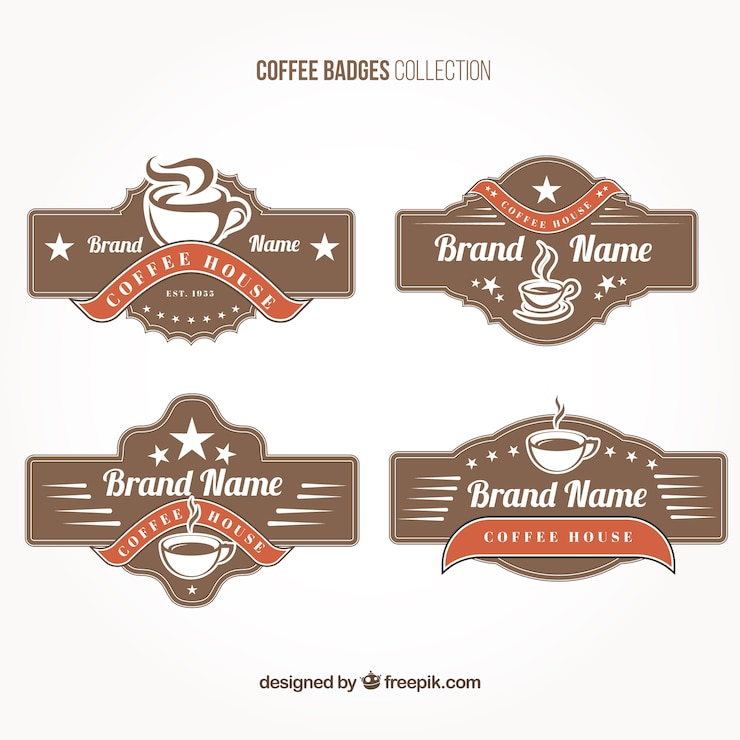 Vector gratuito insignias de cafetería en estilo vintage