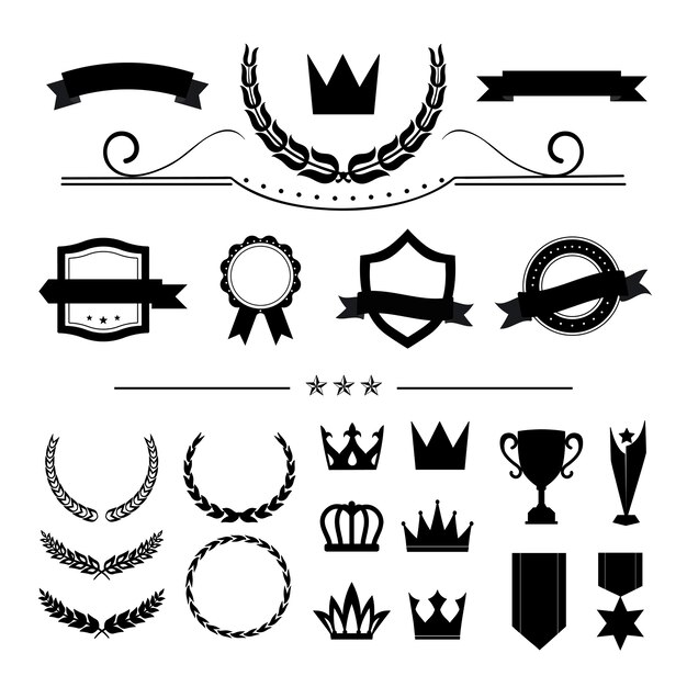 Insignias de calidad premium y vectores de colección de banners.