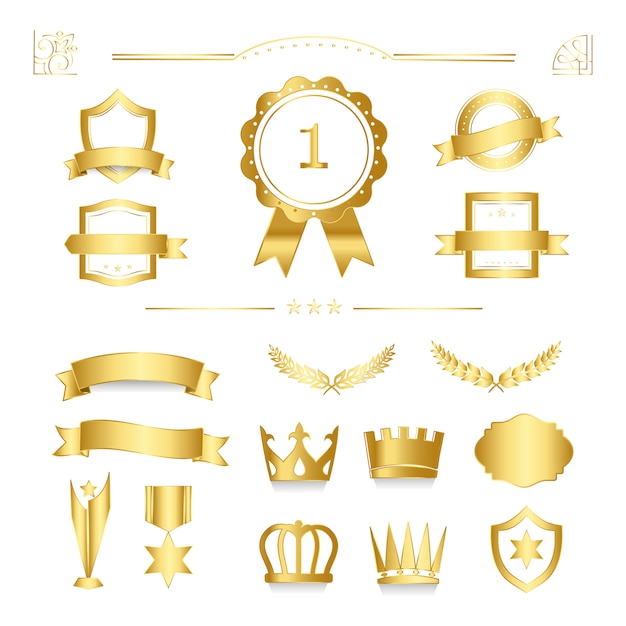 Insignias de calidad premium y vectores de colección de banners.