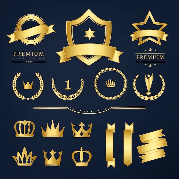 Vector gratuito insignias de calidad premium y vectores de colección de banners.