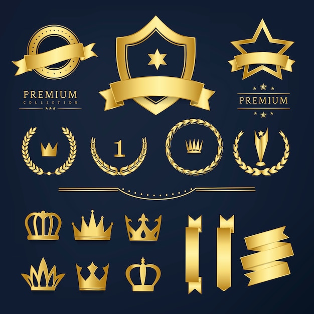 Insignias de calidad premium y vectores de colección de banners.