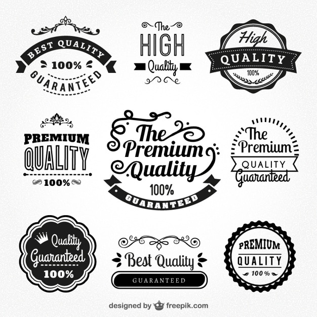 Vector gratuito insignias de calidad premium