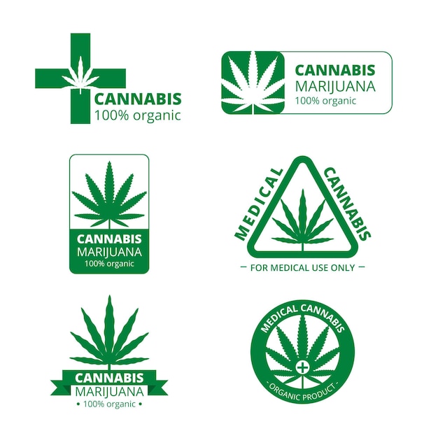 Vector gratuito insignias de cannabis medicinal